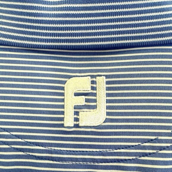 Footjoy FJ Golf Polo Shirt Mens Size XL Blue White Stripe Short Sleeve Top - Picture 3 of 5
